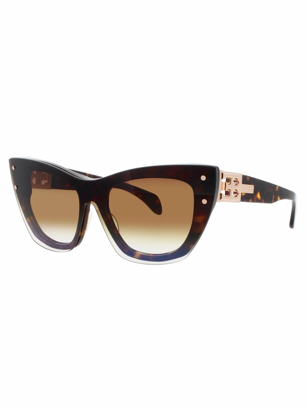 New BUGATTI 48L HAV Designer Brown Gradient Cat-Eye Sunglasses Authentic